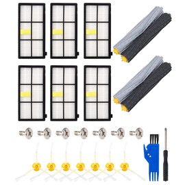 Replacement Parts for iRobot Roomba 800 900 Series, Replacement Parts Brushes Compatible with 896 895 890 880 870 871 960 976 990 981 980 Vacuum Cleaner Accessories, 6 Filters HEPA, 2 Sets of Rubber