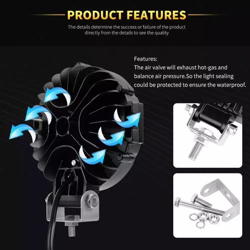 Bricologht Pair Round 7" Front Bumper Spot LED Work Light