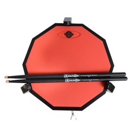 Tromme Drum Practice Pad & Carrying Case – 12 Inches – Silicone – Wooden Base with Real Drum Feel – Practice Quietly -Sticks and Stand NOT INCLUDED (Red)
