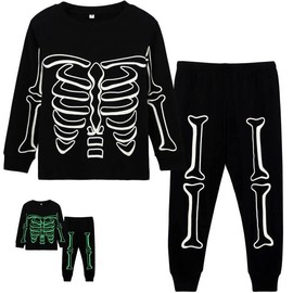 HahaNice Boys Kids Glow In The Dark Skeleton Pajamas 2-7 Years, Skeleton