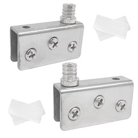 4set Glass Door Hinge,Stainless Steel Glass Door Pivot Hinges Clamp, Fit for 8-10mm Thickness Glass(Medium Size;Silver)
