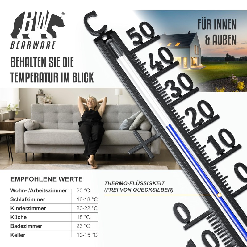 CSL - 2 x Analogue Metal Thermometer - Outdoor Thermometer