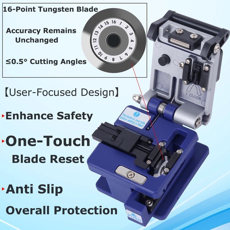 Xunsomten-FC-6S Optical Fiber Cleaver for 0.25/0.9/3.0mm Cables - 16 Cutting