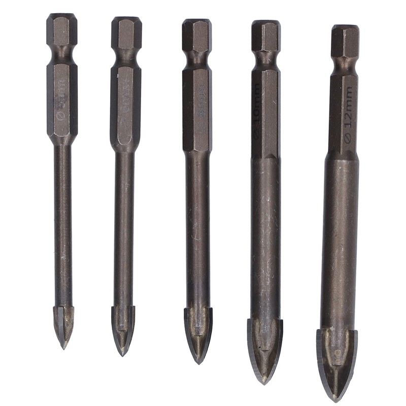 5Pcs Cross Hex Drill Bit Carbide Glass Drills Bits Concrete