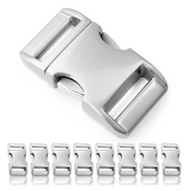 Ganzoo Alumaxx Metal Click Clasp, Set of 8 Pieces, 5/8 Inches, Clip Clasps, Buckles for Paracord Bracelets, Dog Collars, Backpack, Shiny Chrome-Plated Surface, chrome-plated