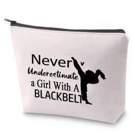 ZJXHPO Karate Girl Lover Survival Kit Never Underestimate a Girl with A Black Belt Makeup Bag with Zipper Black Belt Toiletry Bag Karate Trainer gift (C-Black Belt girl)