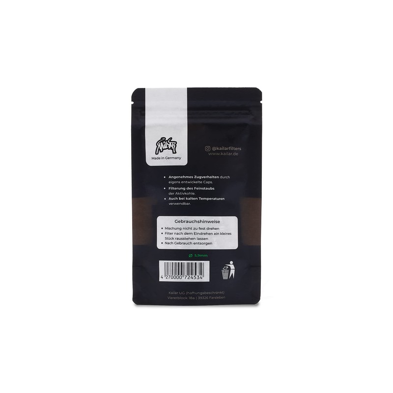 KAiLAR 100 Black Cellulose Activated Carbon Filters Slim (5.9 mm)
