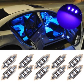 ECCPP 10x 39mm Blue Interior 3-SMD 5730 LED Festoon Car LED 6411 6418 C5W DE3423 6413 DE3425 LED Bulb for Dome Light Map Light Glove Box Light Door Light Trunk Cargo Light
