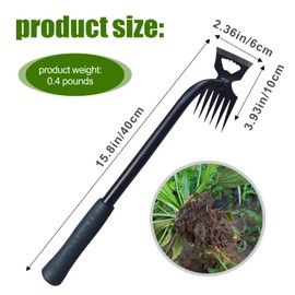 2PCS Weed Puller Tool, 16in Gardening Hand Weeder Tool, 2024 Upgrade Weeding Artifact Uprooting Weeding Tool, 6Teethes Dual Purpose Manual Weed Remover Tool Weed Pulling Tool for Garden (Black)