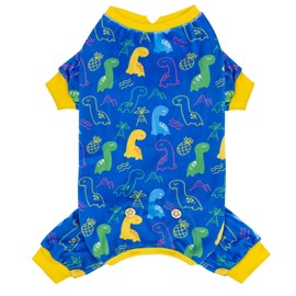KYEESE Dog Pajamas Soft Dog Pjs Stretchy Pet Onesie Outfit Velvet Coat with Dinosaur Doggie Jammies for Small Dogs Boy Girl Comfy Clothes, Small