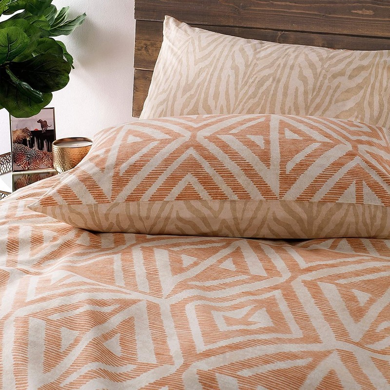 furn. Tanza Duvet Cover and Pillowcase Set, Terracotta, Double