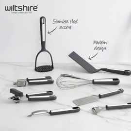Wiltshire Aspire Can Opener, Stainless Steel, Manual Tin Opener, Bottle Opener, Anti-Slip Soft Touch Handle, Grey & Silver, 20x6x5cm