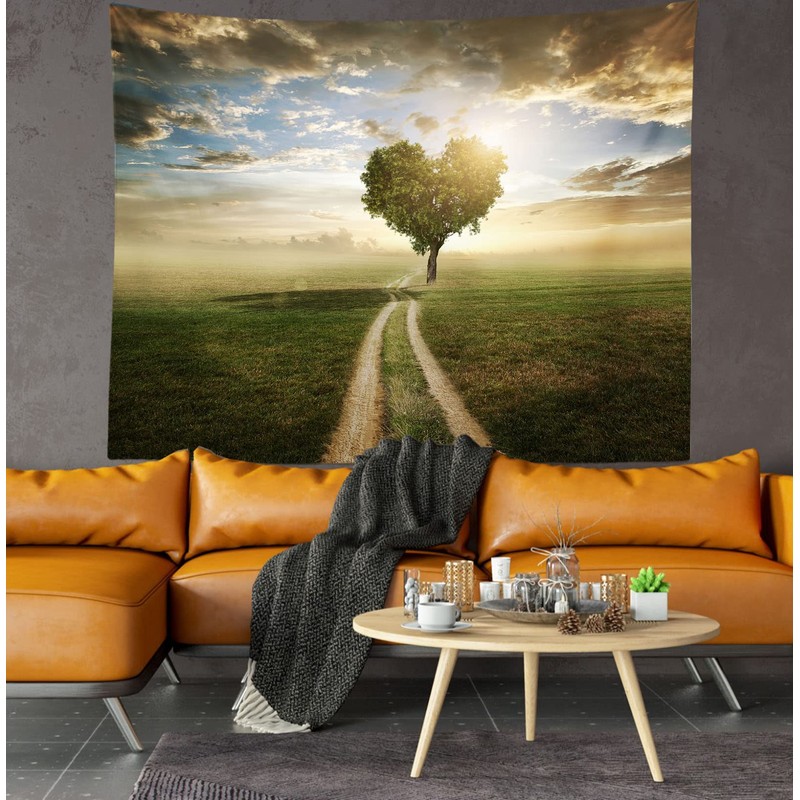 Loccor Fabric 6x4ft Sky Backdrop Field Shape Heart Tree at