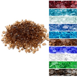 Onlyfire 10 pounds Fire Glass for Propane Gas Fire Pit, 1/4-Inch High Luster Fireplace Glass Rocks for Fire Pit Table, Copper