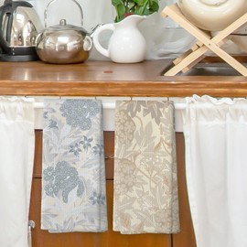 XPH Bohemian Floral Kitchen Dish Towels Set of 2, Midcentury Modern Boho Flowers Decor for Bathroom, Vintage Rustic 70s Plant Hand Towels Kitchen Bathroom Tea Towels Decorations, 16x24inch