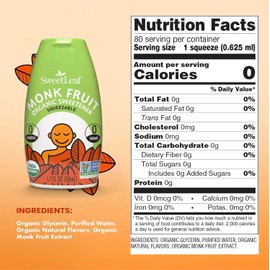 SweetLeaf Organic Monk Fruit Liquid Drops, Unflavored - 1.7 Fl Oz, 3 Pack