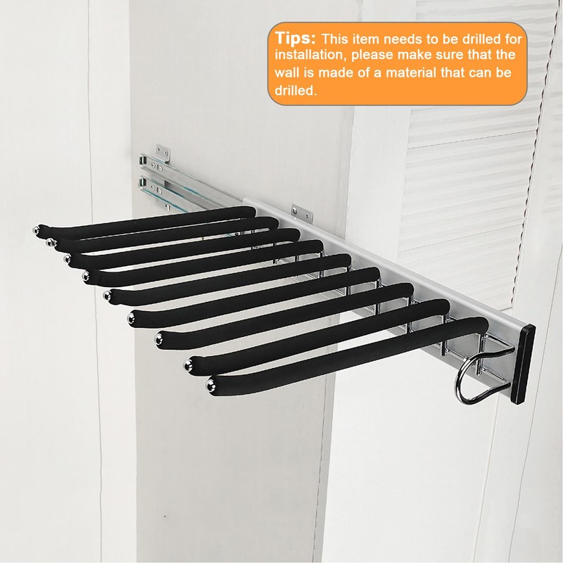 mopam Pull Out Trousers Rack 9 Arms Retractable Closet Pants