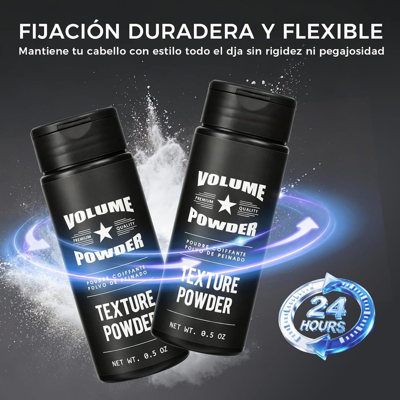 2PCS Polvo Texturizador Cabello Hombre,Polvo para Peinar Hombre