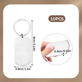Becanno 10 Pieces Silver Stainless Steel Key Rings with Rectangular Punching Blanks