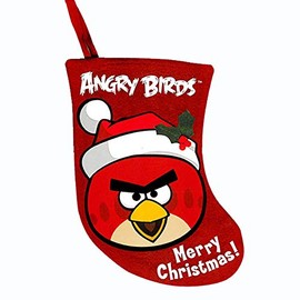 Kurt Adler Angry Birds 6.5 Red Bird Miniature Applique Stocking