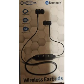 Infinitek Wireless Earbuds Black - High Performance - Toggle Free w/ Mic