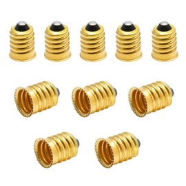 Qjaiune 10 Pack E14 to E12 Adapter Converter, European to Candelabra Reducer, Pure Copper Light Adapter Socket Bulb Adapter, Golden Lamp Adapter