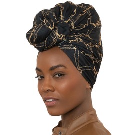 Olivia Sylx African Head Wraps for Black Women, Jersey Scarfs for Women Headwrap, Hair Scarf for Black Women, Soft & Stretchy - Chains