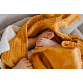 Muslin Fabric, Plain Oeko-Tex Certified, Sold by the Metre, Muslin Cloth, Cotton, Colour: Brilliant Blue, 50 x 130 cm