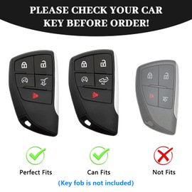 OFF WE GO for Chevy Key Fob Cover, Soft TPU Key Case Protection Fits for 2021-2024 Chevy Suburban Tahoe Silverado 1500 GMC Yukon Sierra Buick Envision 5 Buttons Remote Key (Silver Blue)