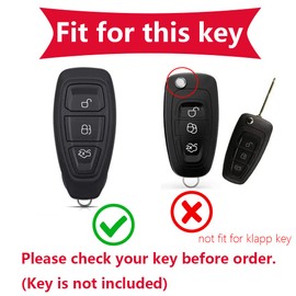 KUNIO Key Fob Cover fit fords Focus ST Fiesta Kuga C-Max Ecosport Key Case Metal Cover Keyless Key Cover Key Protection 3 Buttons Key Chain B Silver