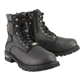 Milwaukee Leather Men's Black Leather Wide Width 6-Inch Lace-Up Logger Waterproof Motorcycle Boots MBM9096WP - 13W