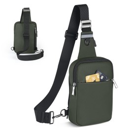 BROADREAM Upgrated Mini Sling Bag Small Crossbody Bags with RFID Blocking Waterproof Phone Chest Bag for Travel, A-green 2.0