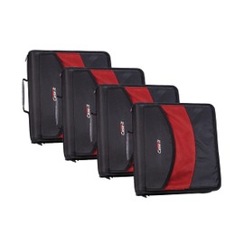 Case-it The Dual 2-in-1 Zipper Binder - Two 1.5 Inch D-Rings - Includes Pencil Pouch - Multiple Pockets - 600 Sheet Capacity - Comes with Shoulder Strap - Black Dual-121-A (4 Pack)