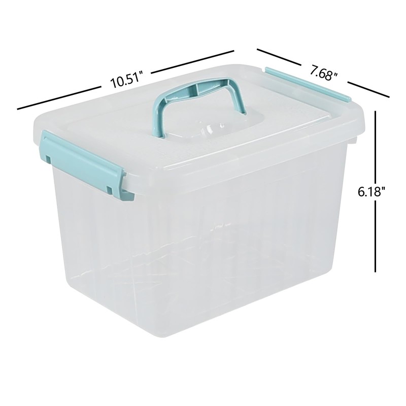 Wakikini 6 Quart Plastic Storage Bin with Lid and Handle,