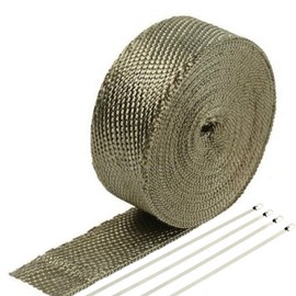 TeamTop Thermovantage Fiberglass, Heat Resistant up to 2200°F (1,200°C), Width 1.6 x 39.4 ft (5 x 15 m), Titanium, Burns Prevention, Power Improvement, Muffler