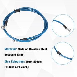 JFG RACING 200 cm Motorcycle Brake Hose, Steel Flex Brake Line, Hydraulic Brake Line, Front and Rear for Pit Bike, Dirt Bike, Enduro, Motocross, ATV Quad - Blue