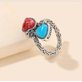 Styles By Shanna Boutique Vintage Native American Silver Heart Ring Turquoise Triangle Size 6
