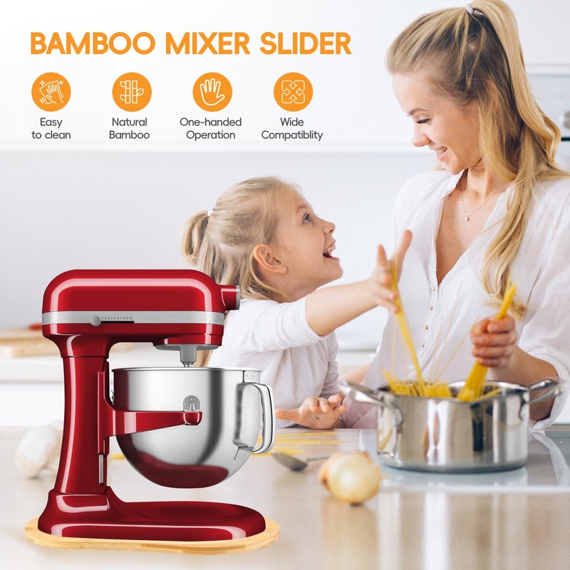 Ottkids Bamboo Mixer Slider Mat for KitchenAid 5-8 Qt Tilt