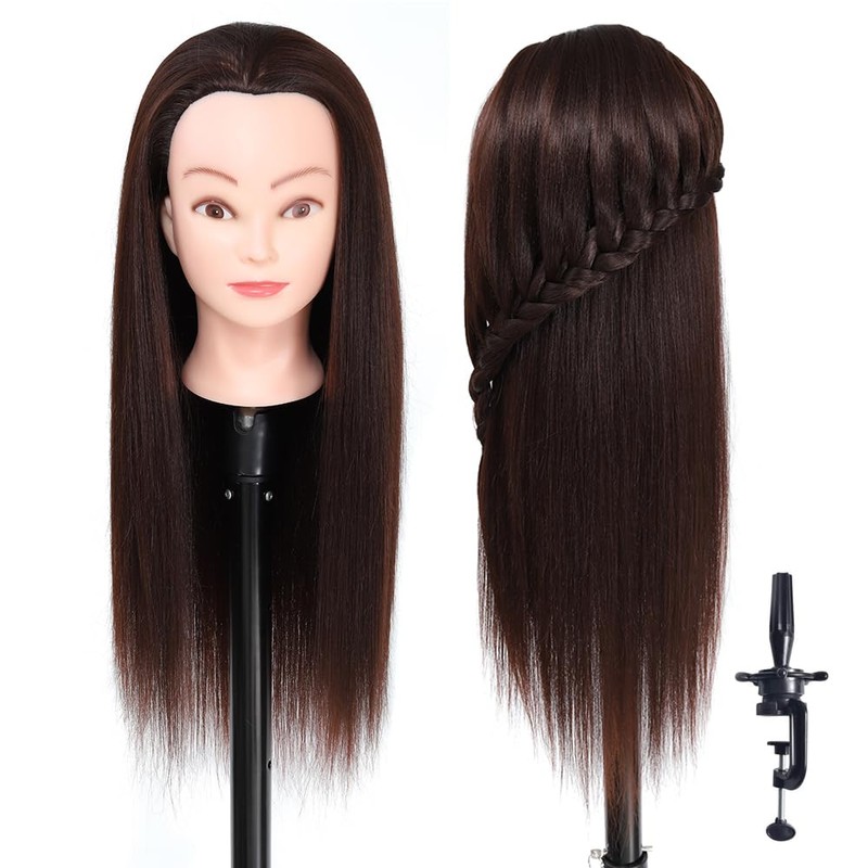 Training Head, Free Clamp for Braiding 26-28" Barber Head 100%