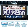2 Pcs Veteran License Plate Frame for U.S. Navy,Black Matte