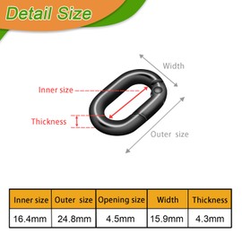 10Pack 5/8 Inch Small Oval Carabiner, Metal Spring Tiny Carabiner Clips for Paracord Keychain Lanyard, Car Key Rings, Dog Tag Clip, Pets Collar Buckles, Purse Keychain Replacement (Black)