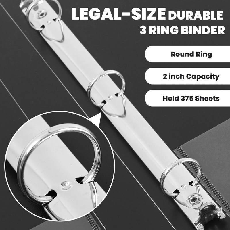 Henoyso 4 Pcs Legal Size Binder 3 Ring 2" Durable