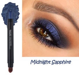 Midnight Sapphire Eyeshadow Stick with Brush – Metallic Shimmer, Cream Texture, Dual End, Waterproof & Easy to Apply Eye Makeup Crayon