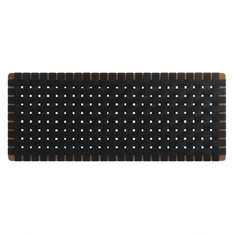 Pemberly Row Weave Vegan Leather Full Headboard in Walnut Black