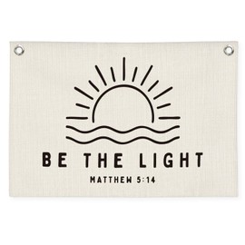 MOFUYU Positive Affirmations Wall Decor，Christian Bible Verses Art，Be The Light Canvas Banner - for Kids Room Wall Decor, Motivational Nursery Hanging 30x20 Inch
