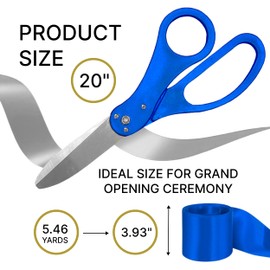 Blue Ribbon Cutting Ceremony Kit — 20 Inch Giant Scissors Prop Blue Large Shears for Cutting Grand Opening Ribbon and Shears for Ceremonies & Special Events