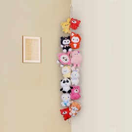 Poefditev Stuffed Animal Storage Chain Boho Room Decor, Hanging Stuffed Animal Holder with 20 Metal Clips, Macrame Plush Toy Corner Organizer for Kids Baby Nursery Bedroom Playroom Wall Decor