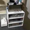 3 White Stackable Office Storage Boxes with Drawers, Stacking Desktop