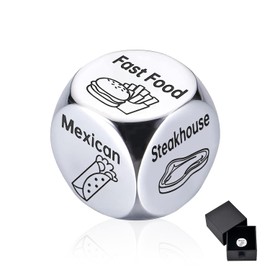 Food Games Dice, Steel Food Decision Funny Dice Novelty Gifts with 6 Food Patterns, Funny Dinner Choice Takeaway Dice for Him Gifts Her Valentines Day Birthday Anniversary