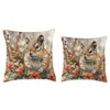 Floral Van Gogh Style Hibiscus Flower Chipmunk Throw Pillow